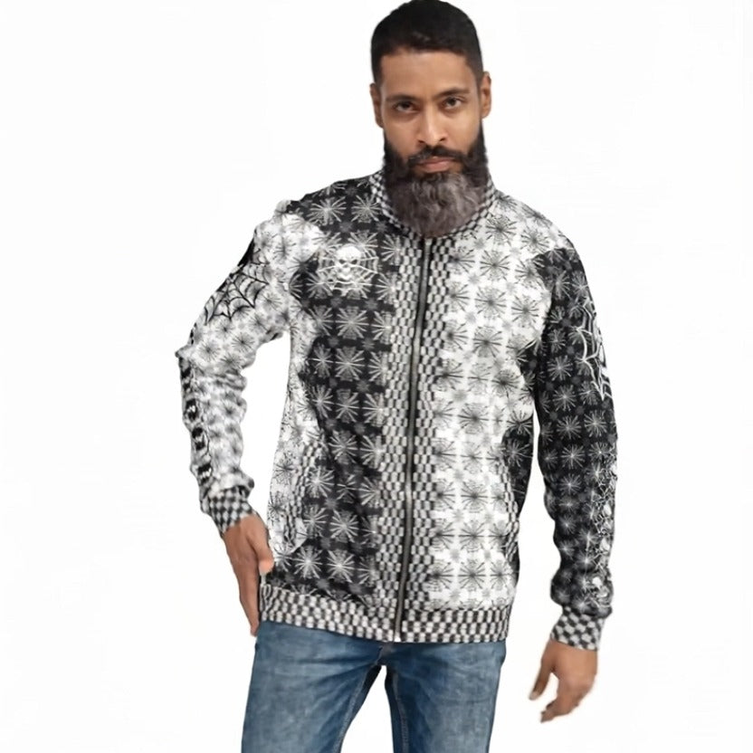 A024: Spiderweb Style Unisex Bomber Jacket